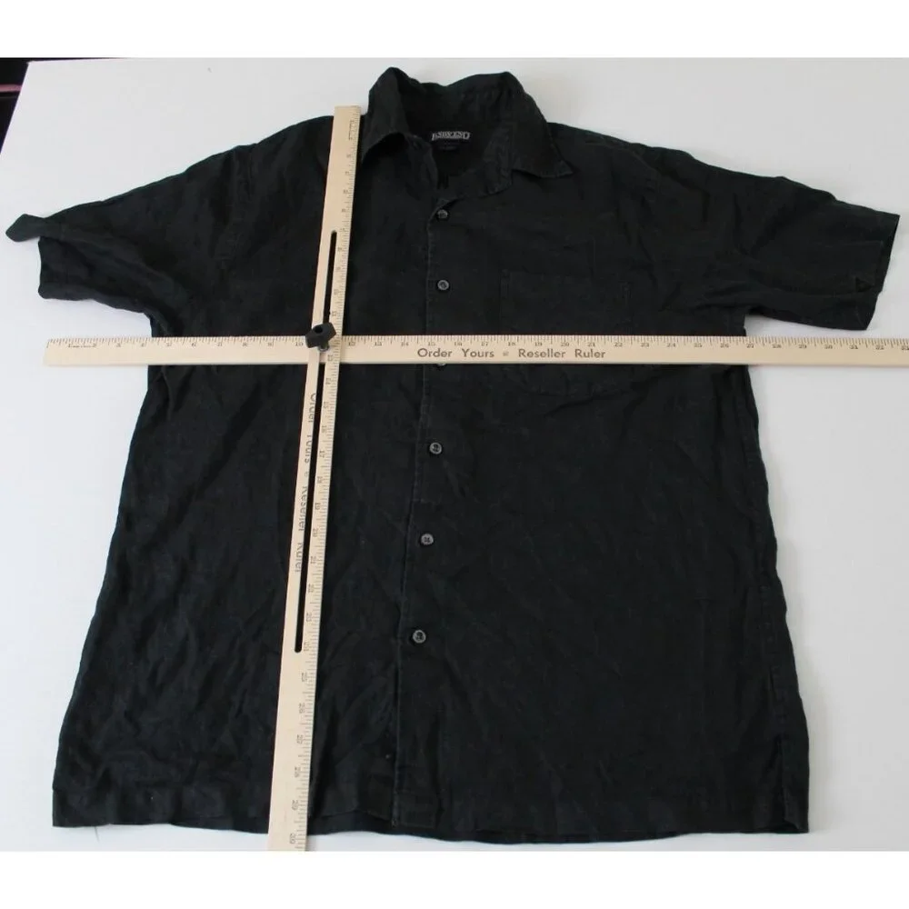 Lands’ End Men’s Black Short Sleeve Button-Up Shirt Size‎ M (15–15½) 100% Cotton
